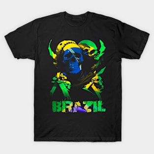 Skull Brazilian Flag | Brazil Flag | Rio de Janeiro | Country Flag T-Shirt